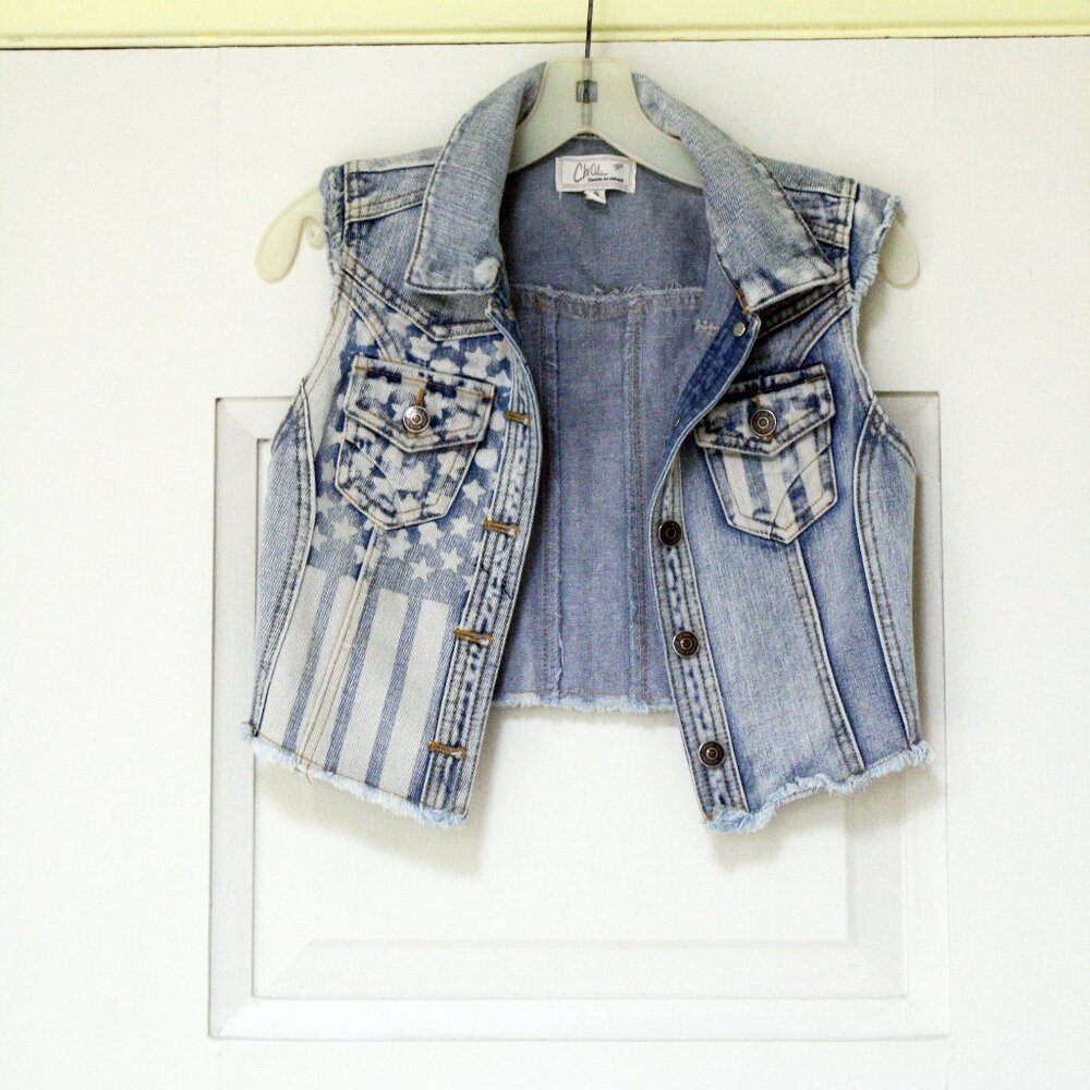 Chi Ole Girls Cotton Jean Sleeveless Vest
